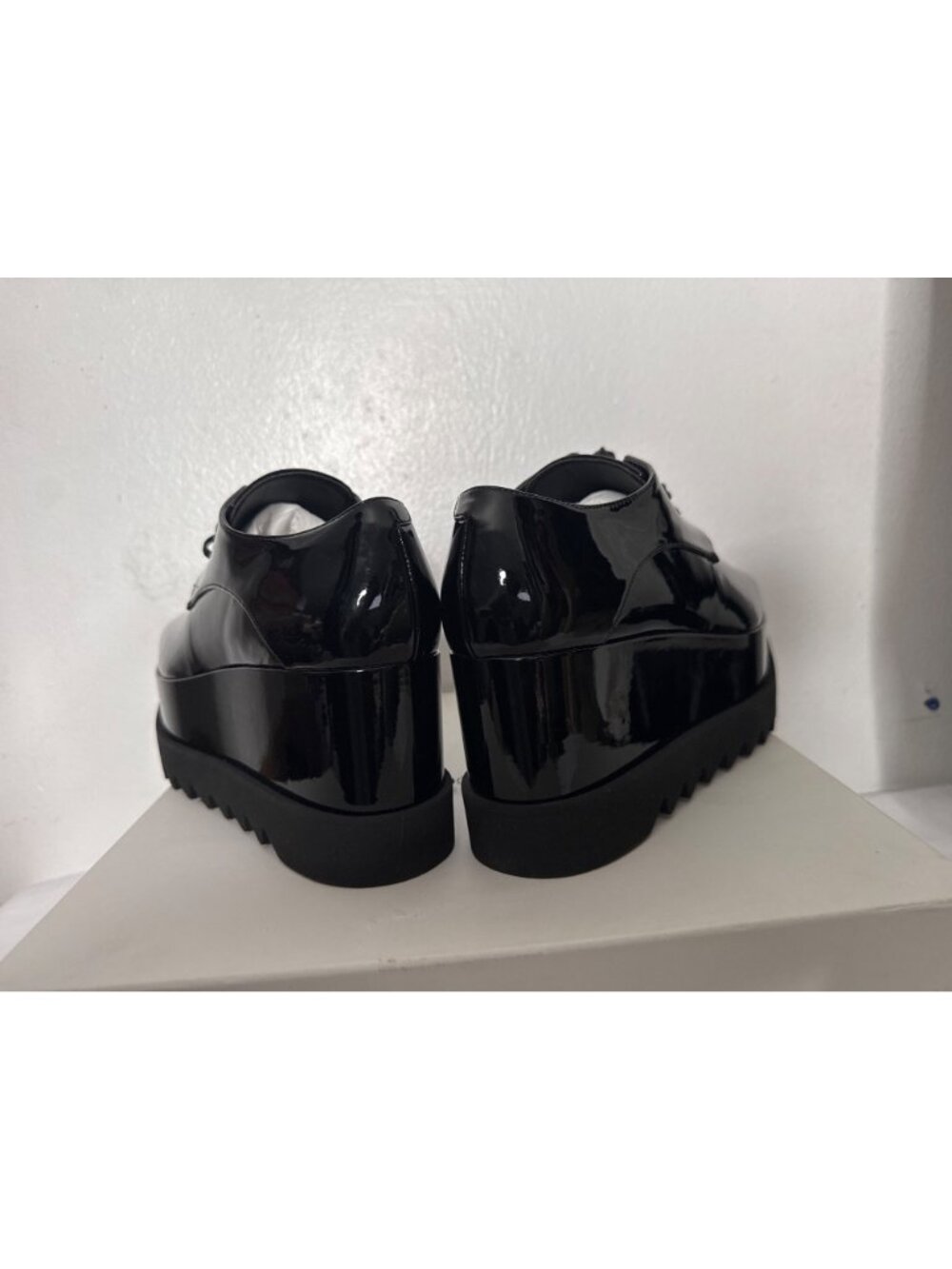 NWB Stella McCartney 80mm Elyse Shiny Patent Oxford Shoes Black Size 39.5 - Picture 11 of 16